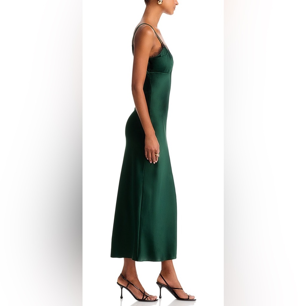 Veronica Beard Bixie Emerald Slip Midi Dress with Lace Trim - Picture 3 of 6